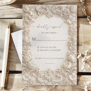Cartes de réponse de mariage florales embossées él