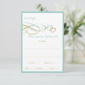 Cartes de réponse de mariage Hearts (Turquoise et (Debout devant)