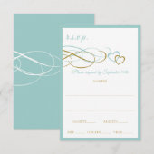 Cartes de réponse de mariage Hearts (Turquoise et (Devant / Derrière)