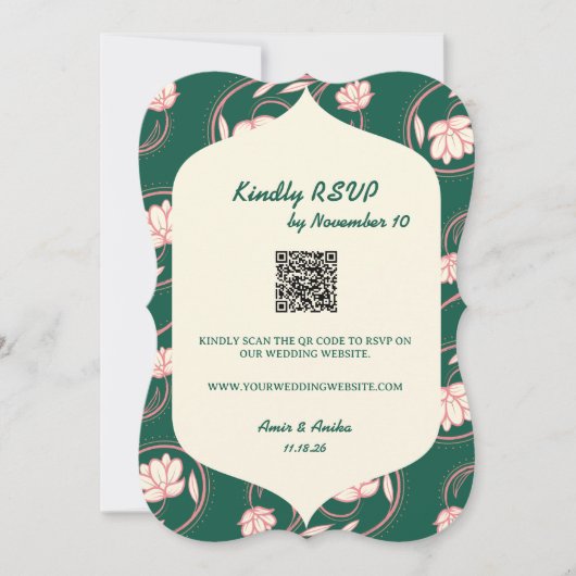 Cartes de réponse de mariage indien aux lanternes (Devant)