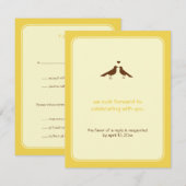 Cartes de réponse de mariage jaune pour les amoure (Devant / Derrière)