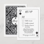 Cartes de réponse de mariage K Q As de pique Invit (Devant / Derrière)