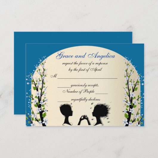 Cartes de réponse de mariage lesbien personnalisée (Devant / Derrière)