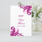 Cartes de réponse de mariage Magenta Flourish (Debout devant)
