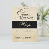 Cartes de réponse de mariage 'Manger, boire, être (Debout devant)