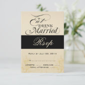 Cartes de réponse de mariage 'Manger, boire, être (Debout devant)