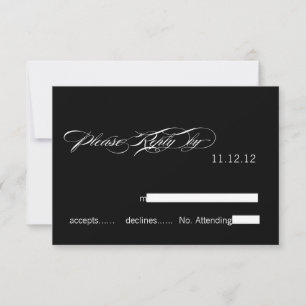 Cartes de réponse de mariage moderne noir blanc