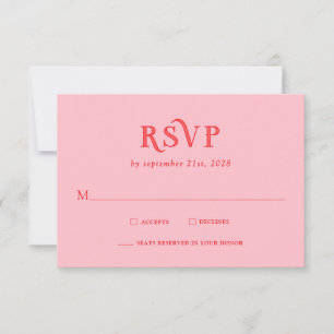 Cartes de réponse de mariage modernes rétro rose e