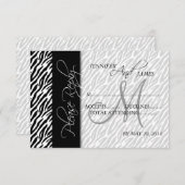 Cartes de réponse de mariage motif zèbre noir mono (Devant / Derrière)