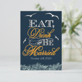 Cartes de réponse de mariage nautique bleu marine (Debout devant)