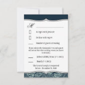 Cartes de réponse de mariage nautique bleu marine (Dos)