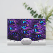Cartes de réponse de mariage Paon Violet (Debout devant)