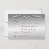 Cartes de réponse de mariage Paon Violet (Dos)