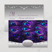 Cartes de réponse de mariage Paon Violet (Devant / Derrière)