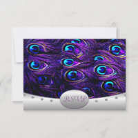 Cartes de réponse de mariage Purple Peacock Weddin