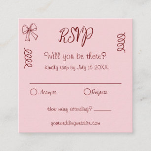 Cartes de réponse de mariage rose gribouillis fant
