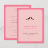 Cartes de réponse de mariage rose pour oiseaux d'a (Devant / Derrière)