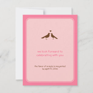 Cartes de réponse de mariage rose pour oiseaux d'a
