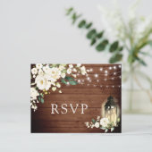 Cartes de réponse de mariage rustique aux roses bl (Debout devant)