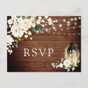 Cartes de réponse de mariage rustique aux roses bl