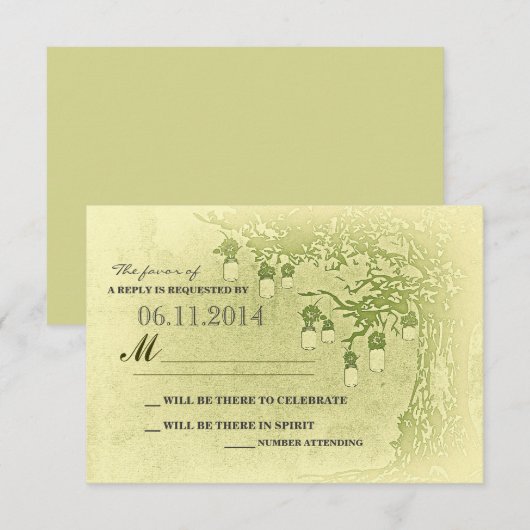 cartes de réponse de mariage rustique avec des pot (Devant / Derrière)