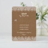 Cartes de réponse de mariage rustique en toile de (Debout devant)