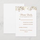 Cartes de réponse de mariage Rustique Or Blanc Bab (Devant / Derrière)