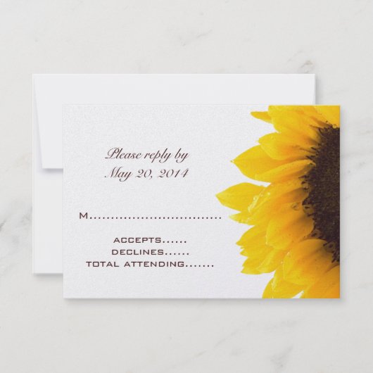Cartes de réponse de mariage tournesol brun jaune (Devant)