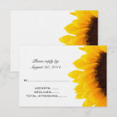 Cartes de réponse de mariage Tournesol jaune noir (Devant / Derrière)