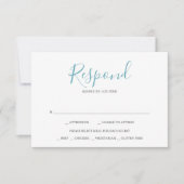 Cartes de réponse de mariage turquoise bleu de pla (Devant)