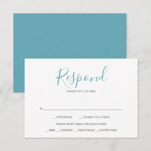Cartes de réponse de mariage turquoise bleu de pla