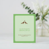 Cartes de réponse de mariage vert oiseaux d'amour  (Debout devant)