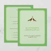 Cartes de réponse de mariage vert oiseaux d'amour  (Devant / Derrière)