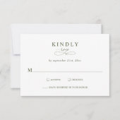 Cartes de réponse de mariage vert olive minimalist (Devant)