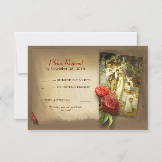 Cartes de réponse de mariage vintage (Devant)