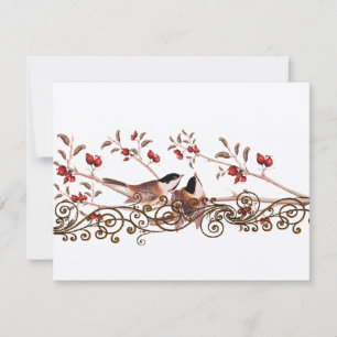 Cartes de réponse de mariage Vintage Chickadees