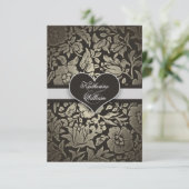 cartes de réponse de mariage vintage cœur noir (Debout devant)