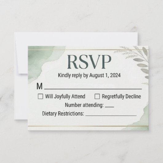 Cartes de réponse de mariage Willow Sage (Devant)