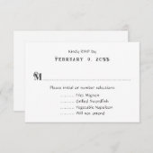 Cartes de réponse de menu de mariage noir et blanc (Devant / Derrière)