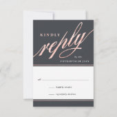 Cartes de réponse de script or Rose moderne simple (Devant)