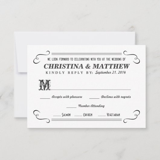 Cartes de réponse de style tableau noir pour RSVP (Devant)