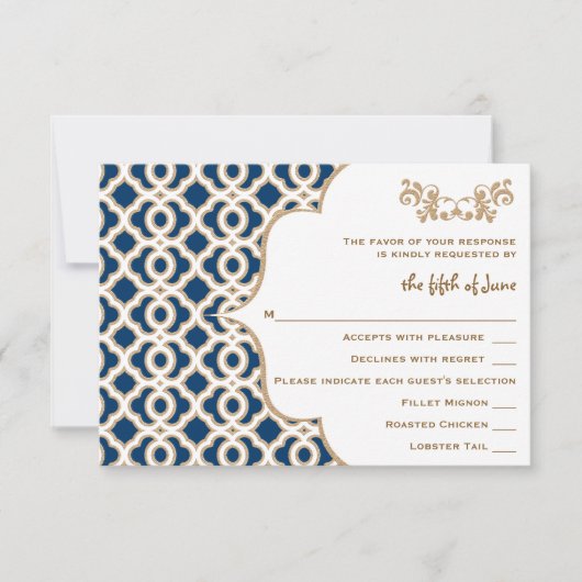 Cartes de réponse des Mariages marocains bleu et o (Devant)
