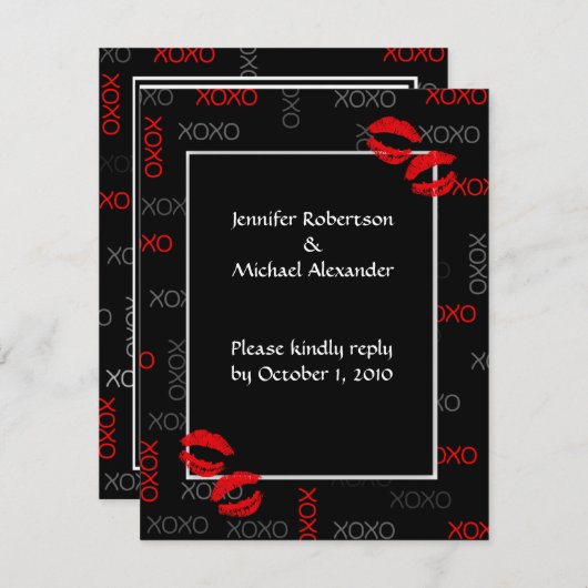 Cartes de réponse des Mariages noirs et des baiser (Devant / Derrière)