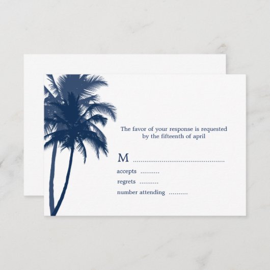 Cartes de réponse des Mariages tropicaux Palm Tree (Devant / Derrière)