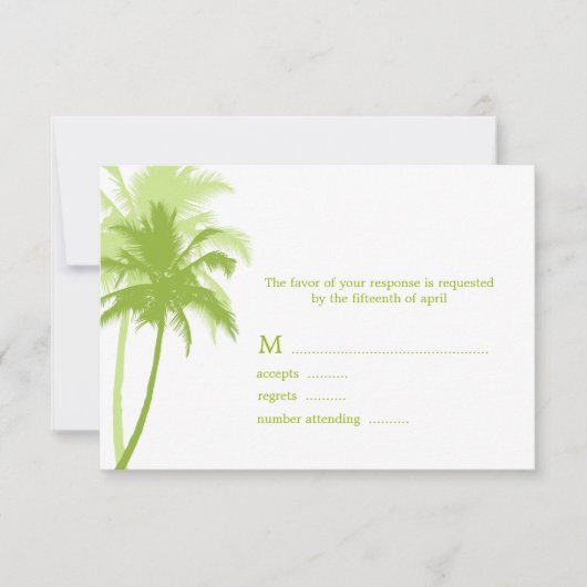 Cartes de réponse des Mariages tropicaux Palm Tree (Devant)