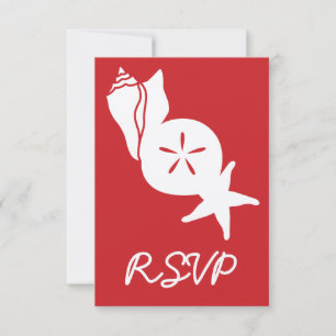 Cartes de réponse d'été coquillages en cerise