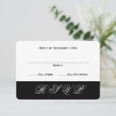 Cartes de réponse d'événement noir et blanc simple (Debout devant)