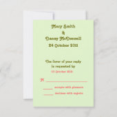 Cartes de Réponse d'Invitation de Mariage avec Cha (Dos)