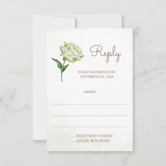 Cartes de réponse du Mariage à fleur de pivoine cr (Devant)