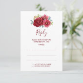 Cartes de réponse du Mariage aux fleurs d'aquarell (Debout devant)